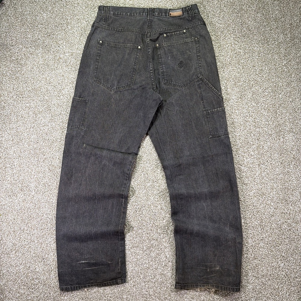 Black Y2K Rocawear Denim Jeans Carpenter Loose Fit 34X34 Stone Washed